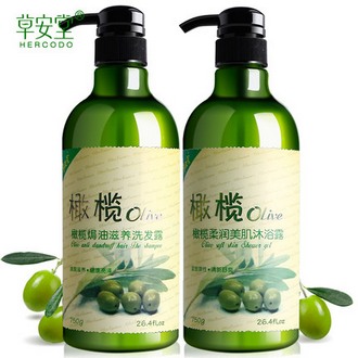 HERCODO 草安堂 橄榄洗发水750ml+沐浴露750ml