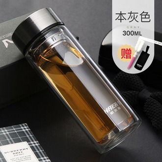 哈尔斯 双层防烫 玻璃茶杯300ml